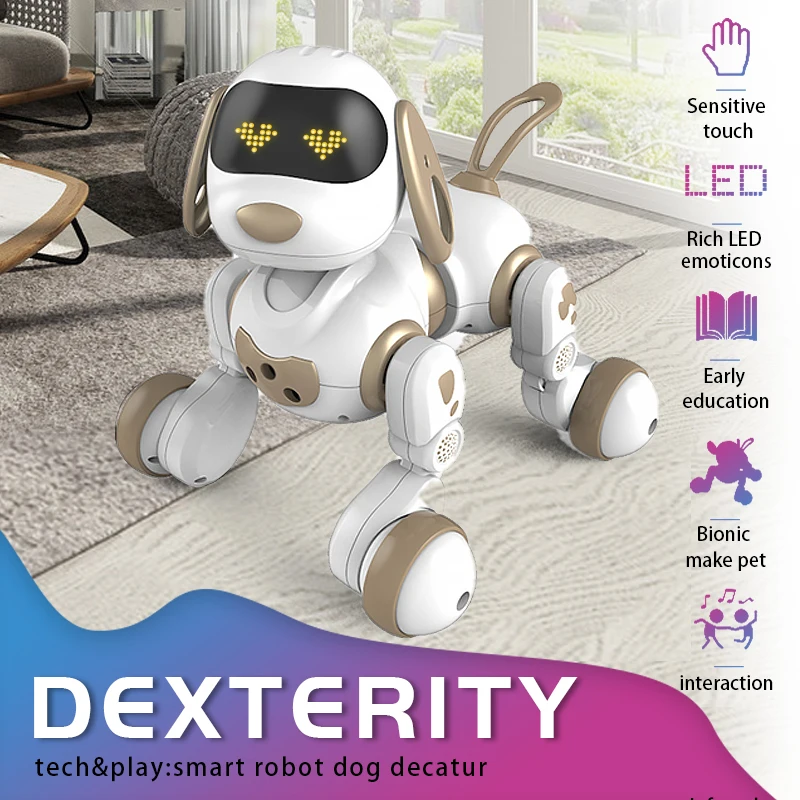 

Funny RC Robot Electronic Dog Stunt Dog Voice Command Touch-sense Music Song Robot Dog for Boys Girls Children's Toys 18011