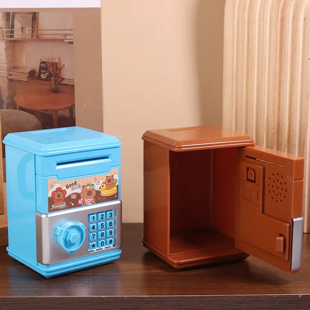 Creative Kapibala Savings Bank Mini Safe Coins Cash Saving Money Box Password Counter Code Lock Girl Heart Cute Toy ATM Kid Gift 4