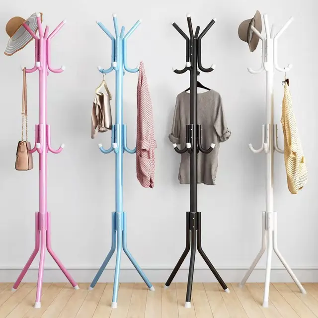 2022Standing Coat Rack Wall Entrance Shoe Rack Metal Stand for Furniture on Wheels Hanger Floor Clothes Wardrobes Clothing Shelf 3
