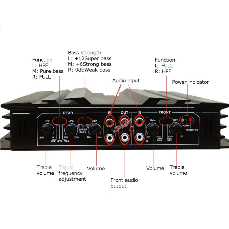 4 Channel Car 12V 4Ohm Audio High Power Stereo Amplifier Amp Speaker Metal Black Car Amplifiers 5800W