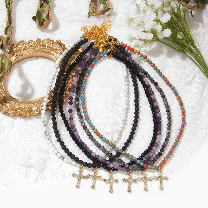 Collana Girocollo Fai Da Te Con Perline Di Vetro Grigio