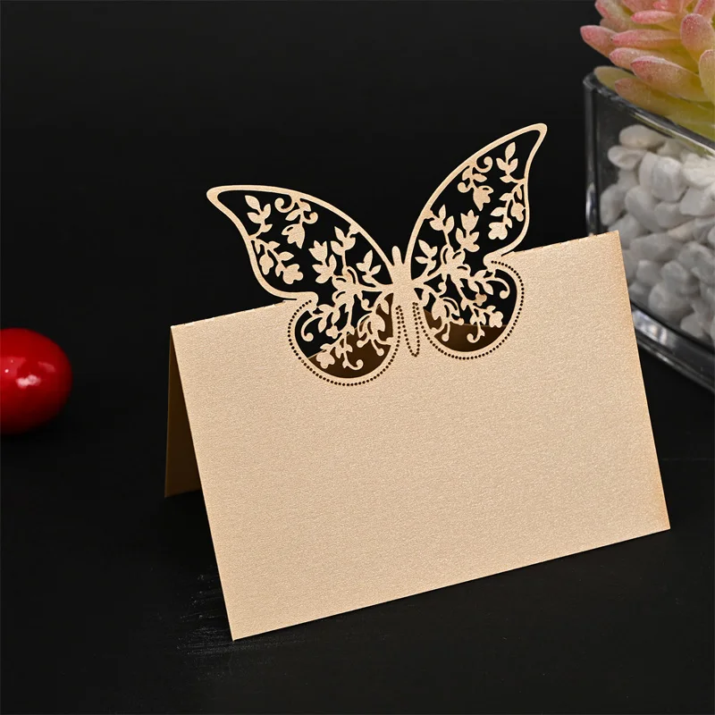 50pcs Laser Hollowed Out Seat Card Wedding Sign in Butterfly Decoration Name Table Creative Wedding Guest Seat Card Personality wedding table cards,wedding name cards