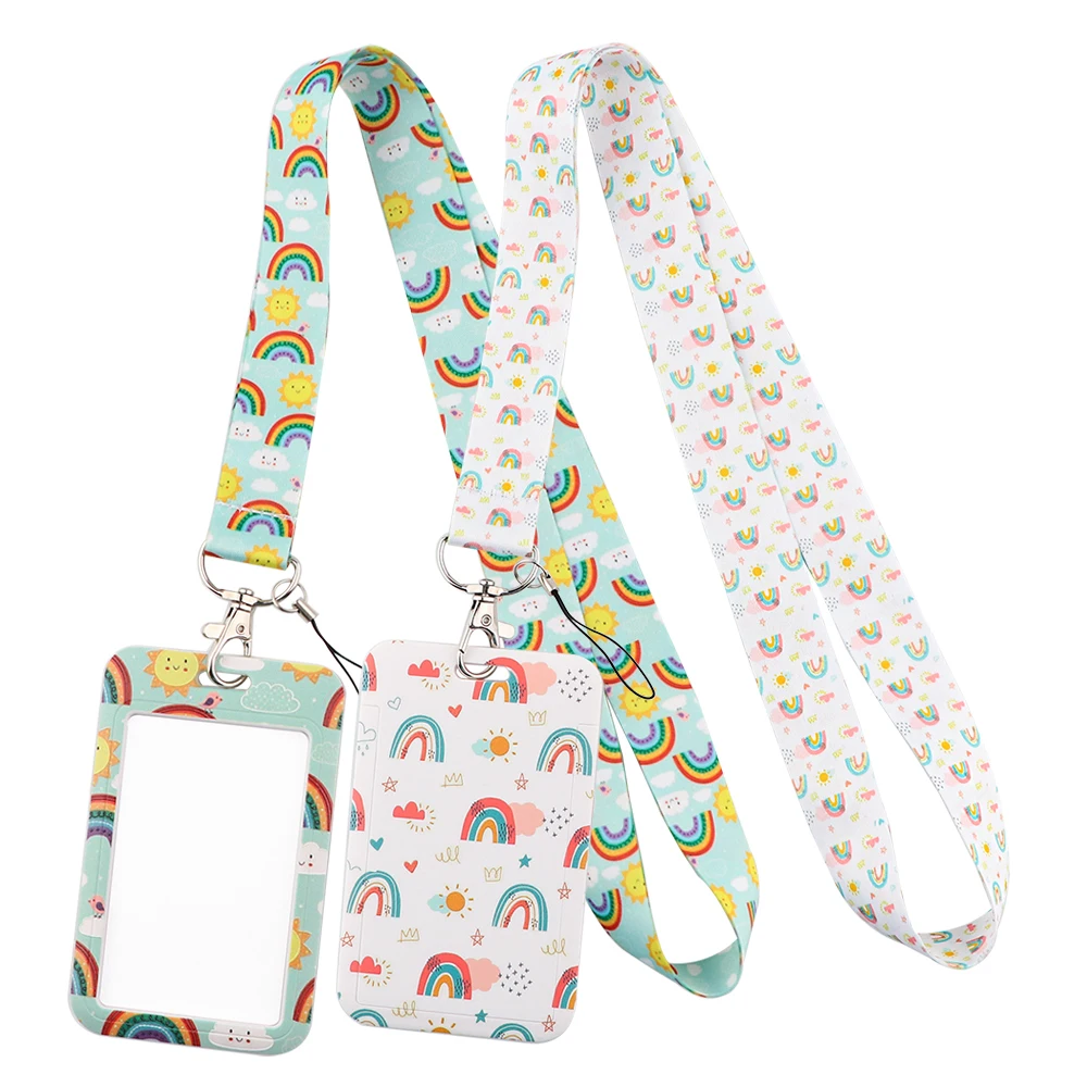 Cartoon Rainbow Cute Lanyard for Keys Keychain Badge Holder ID Credit Card Pass Hang Rope Lariat Mobile Phone Charm Accessories yq185 aladdin and the magic lamp lanyard for keys id credit card cover phone usb badge holder keychain neck straps accessories