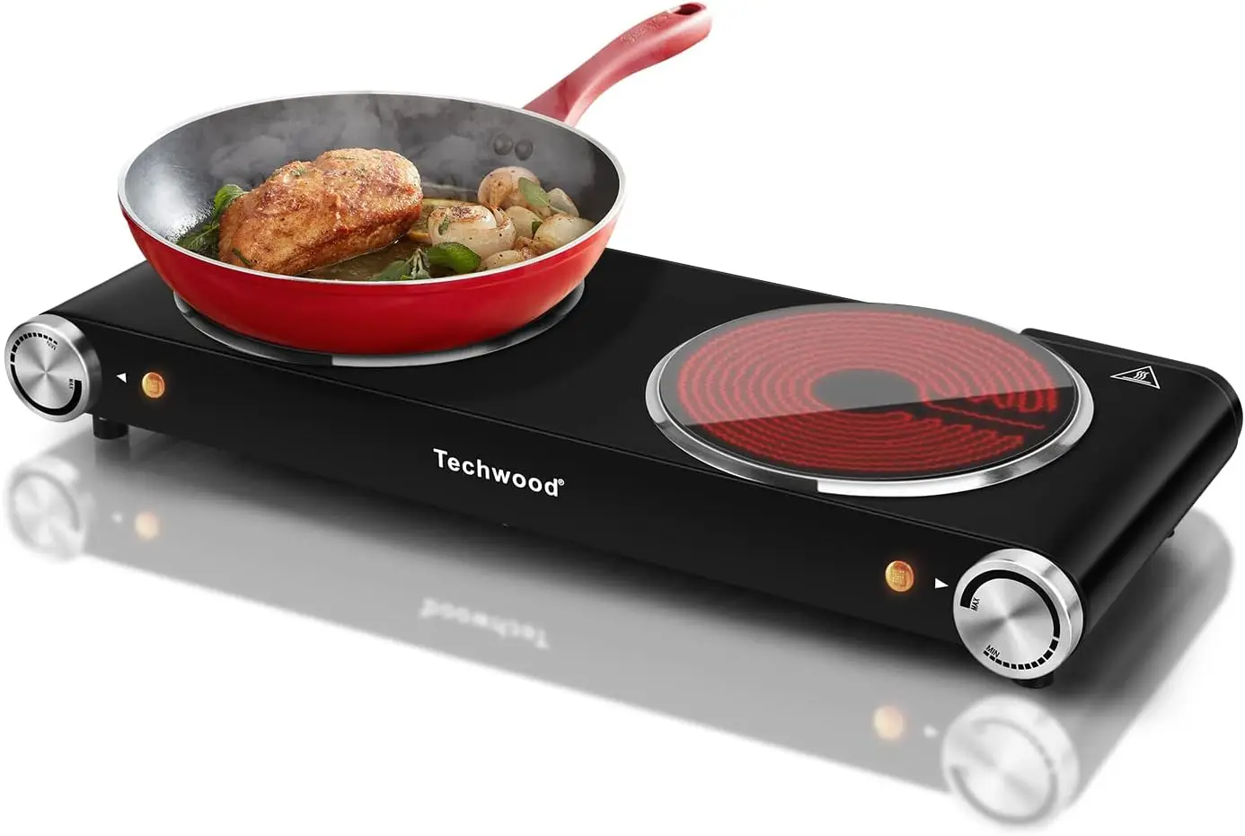Turkwood Electric double hot plate 1800W, countertop stove, double stove burner for cooking, infrared ceramics 2