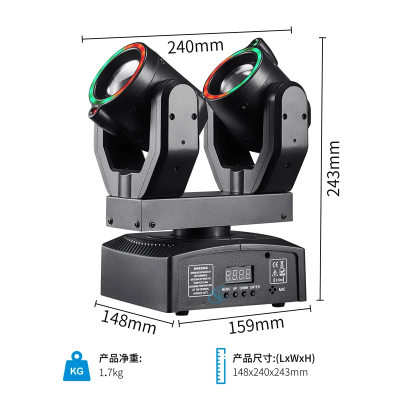100W RGBW Double Head Moving Head Beam Rotating Light Remote Control RG Laser St