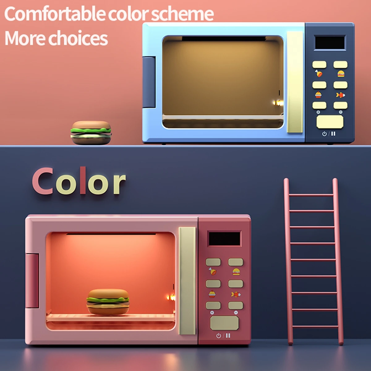 Toy Microwave Oven Playset with Light and Sound Toy kitchen Appliances for Kids Play kitchen accessories and Food for Kids educational toys kitchen toys pretend kitchen toys pretend food toys