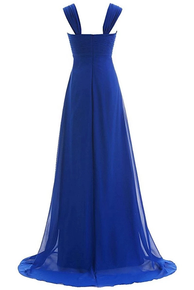 ANGELSBRIDEP Luxury Beading Royal Blue Bridesmaid Dress Formal Evening Dress Cap Shoulder Beading Full-Length Zipper Plus Size