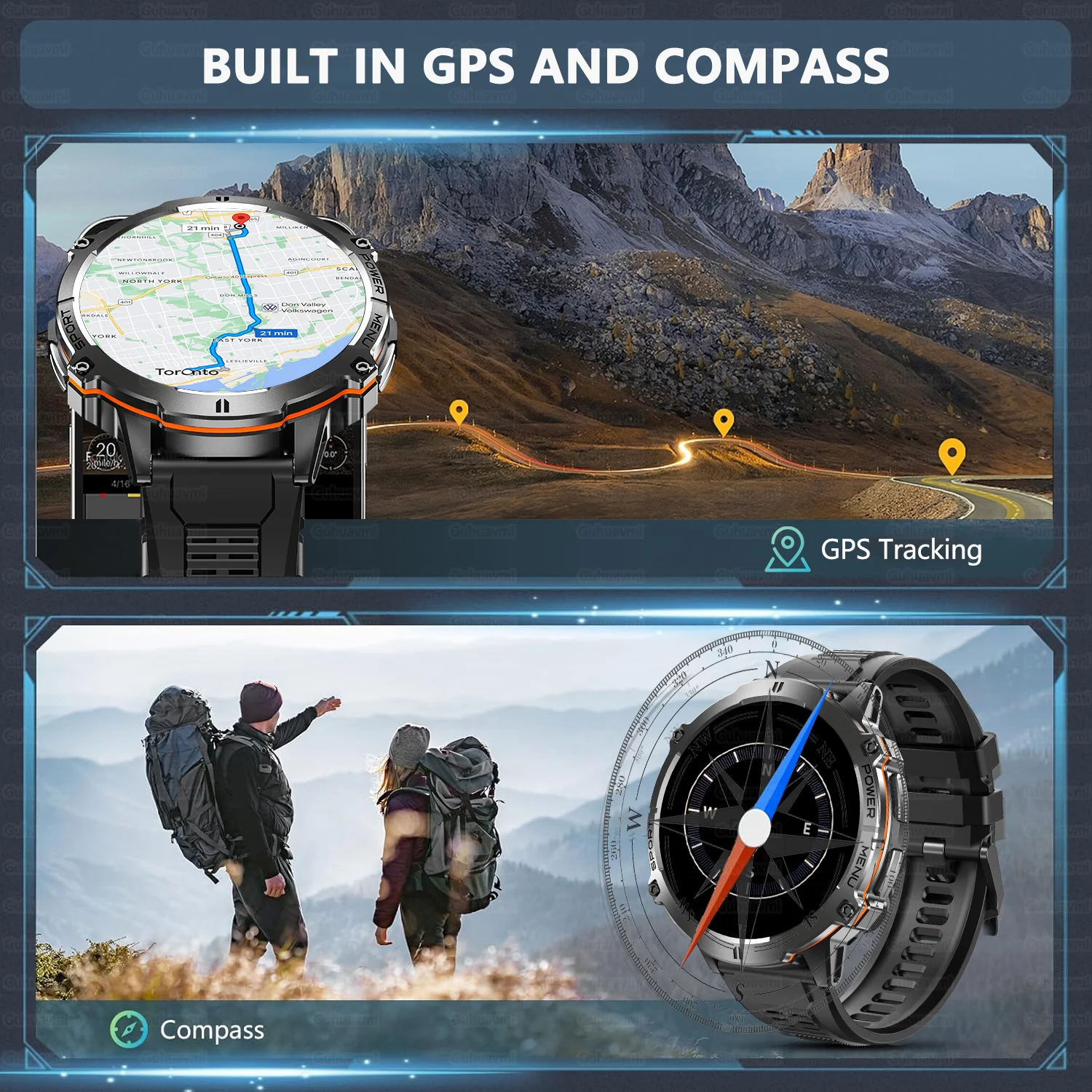 2025New TANK T3 Ultra 2 GPS Smart Watch Men Compass Altimeter 1000mAh Battery 10ATM Waterproof Sport Fitness AMOLED Call Watches