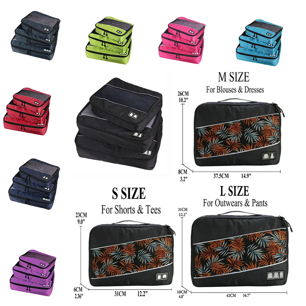

3Pcs Storage Bag Zipper Folded Multifunctional Large Capacity Bra Organizer Bags Travel Clothing Container Household Accessories
