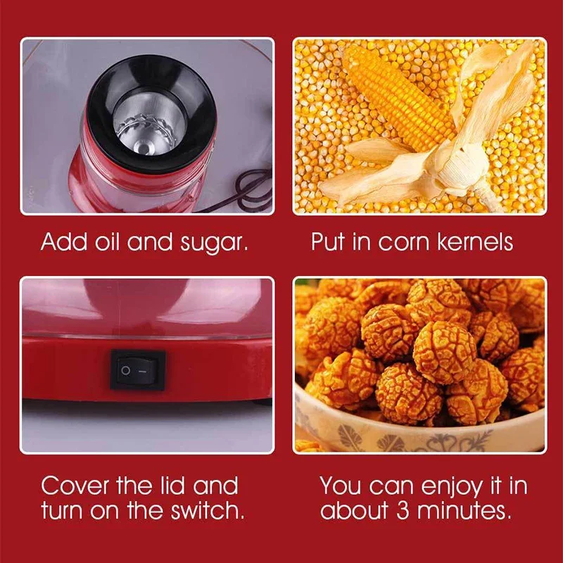 Home Popcorn Machine PM-2801 Portable Popcorn Machine 1200W Homemade Snack Creative Gift 220V 50-60Hz