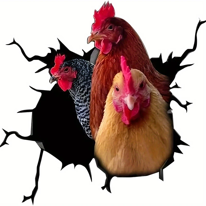 

3D Chicken Crack Animal Car Window Car Rear Window Laptop Sticker