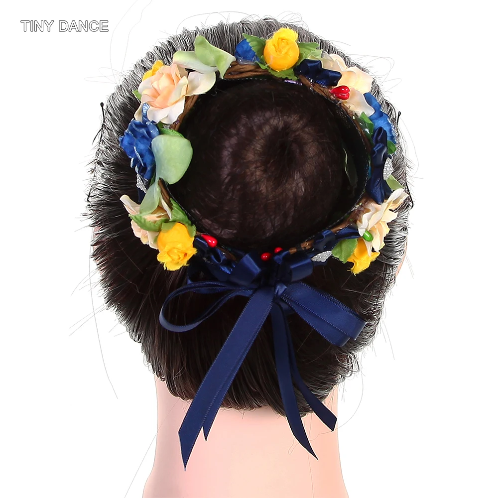 

Free Shipping Blue Flower Hair Accessories Girls Ballerina Headdress Carnival Headwear Ribbon Hairwear Ribbon Head Bands HB047