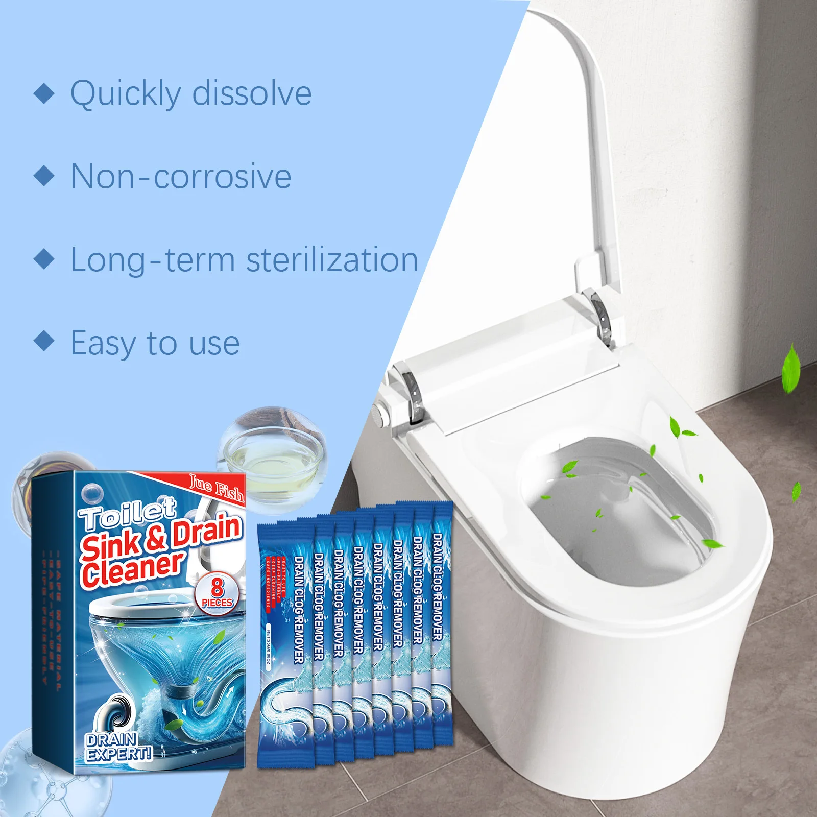 Toilet Cleaning Powder Yellow Urine Stain Cleaning Sewer Dredging Bathroom Odor Remover Refreshing Toilet Bowl Descaling Cleaner