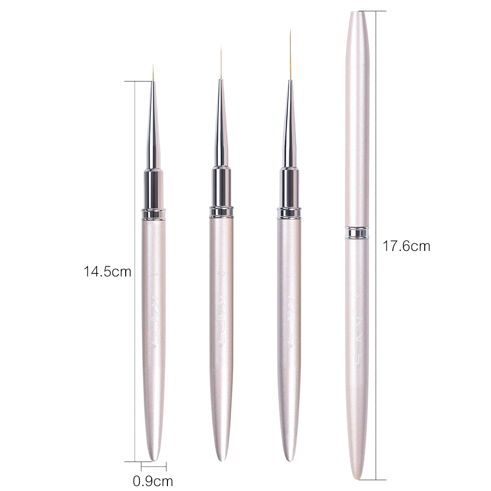 KADS 3pcs 100 Natural Kolinsky French Nail Art Liner Brushes 8/15/20mm Gel Polish Nail Art Tools Design Painting Drawing Liners 2