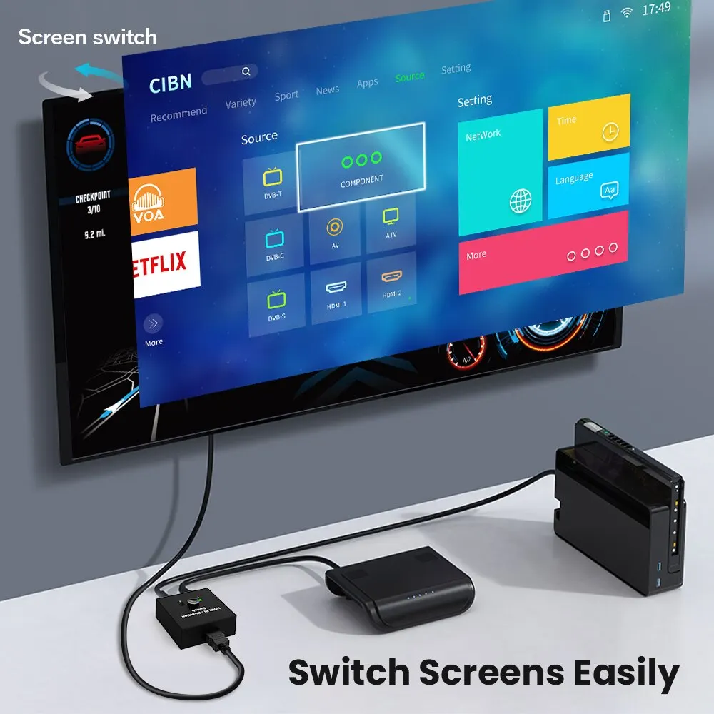 NIERBO HDMI 2.0 ġ, UHD, 4K, 60Hz, 2x1, 1x2,  ó, 2 Ʈ, 3D HD, 2 Է, 1  ø