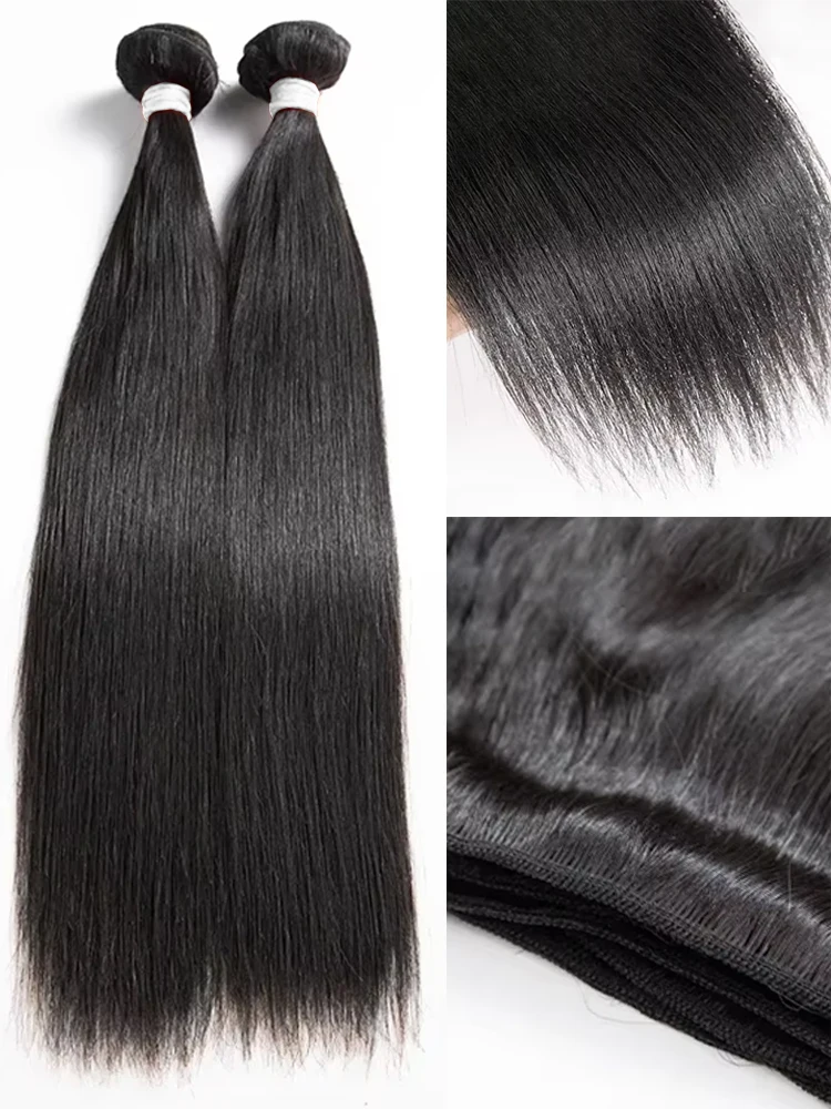 30 40 Inch Bone Straight 100% Weave Human Hair Bundles Raw Hair Extensions Brazilian Natural Black 3 4 Bundle Deals Unprocessed 2