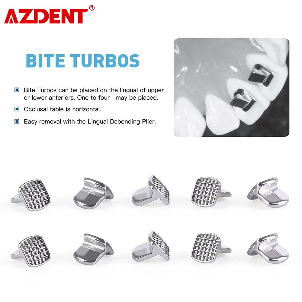 10pcs/Pack AZDENT Dental Orthodontic MIM Monoblock Bite Turbos Metal