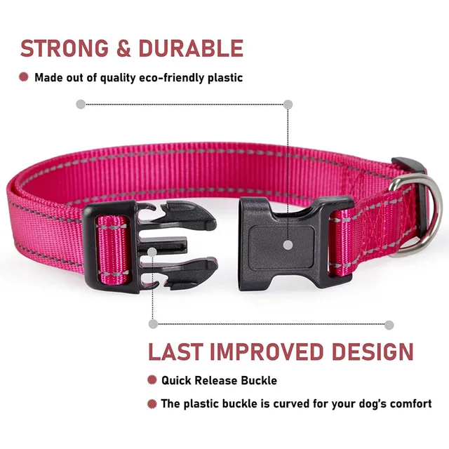 1PC Reflective Dog Collar with Buckle Adjustable Safety Nylon Collars for Small Medium Large Dogs 5