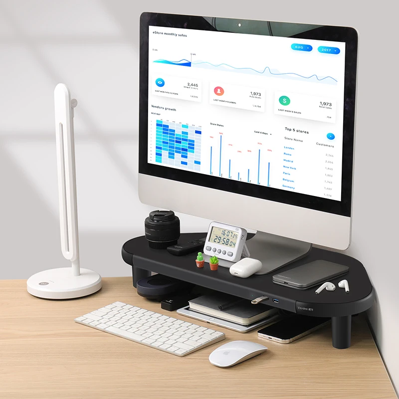 Supporto Per Monitor Con 4 Porte Usb Supporto Per Computer Ad Angolo In Metallo Supporto Per Display Per Pc Da Ufficio Per Stampante Imac Per Computer