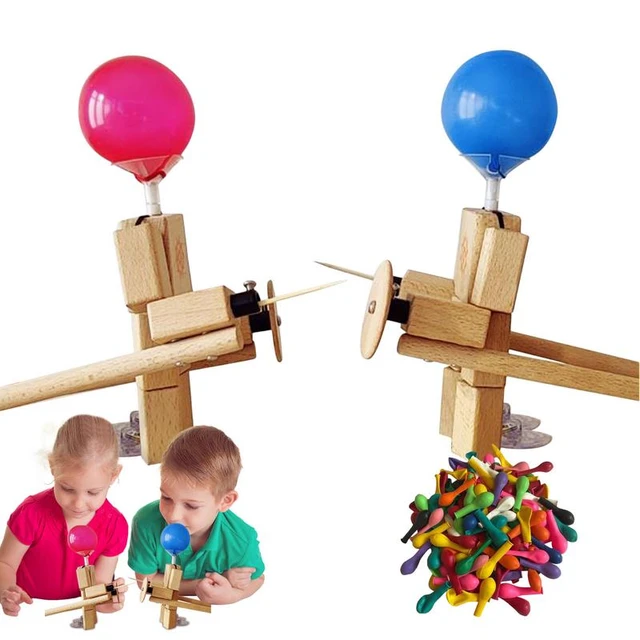 Balloon Wood Man Battle Handmade Wood Bots Wooden Fencing Puppets