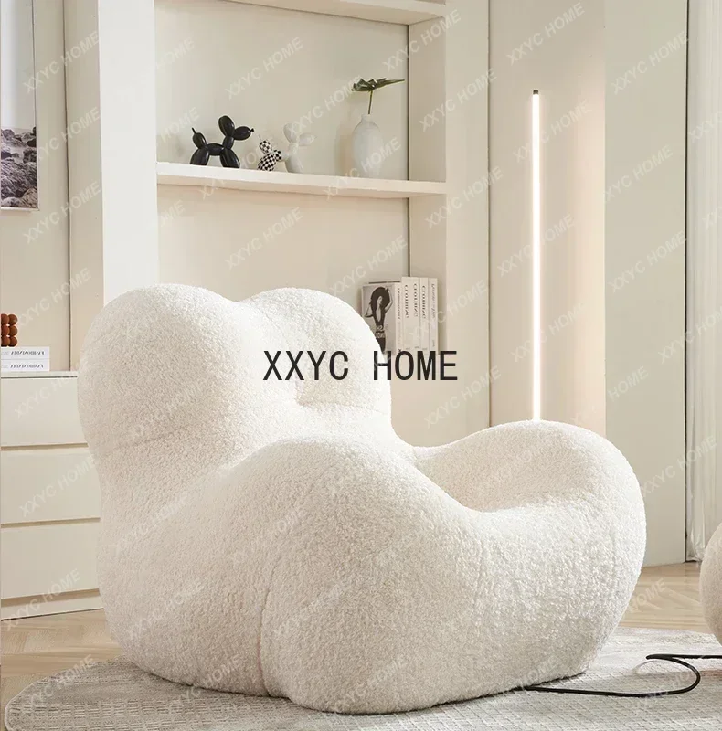 Embrace Lazy Sofa Modern Minimalist Lambswool Cream Style Leisure Couch