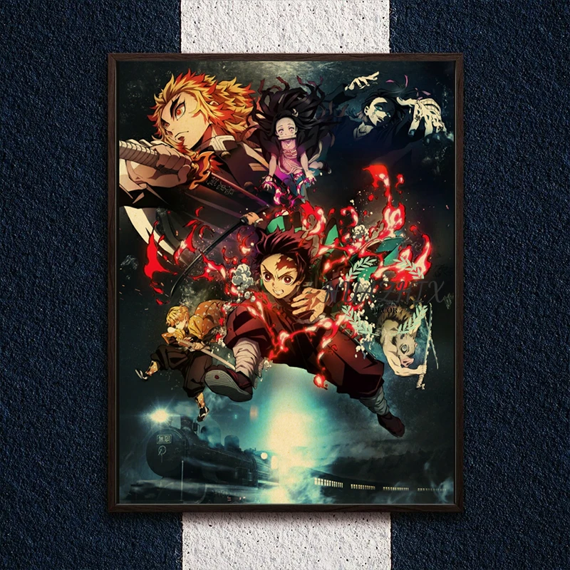 Demon slayer kimetsu não yaiba temporada 2 estilo vintage kraft papel  imprime barra de papel afe kraft poster decoração da parede dos desenhos  animados cartazes - AliExpress