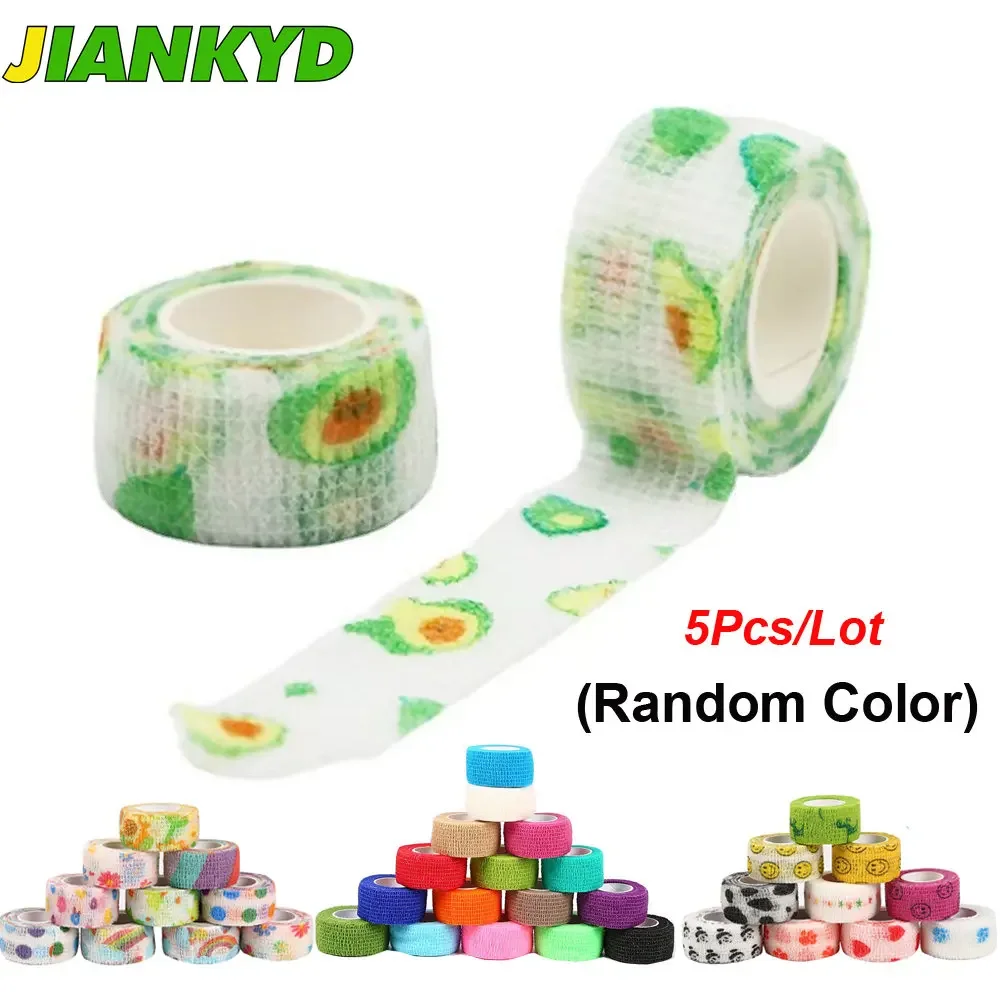 

5Pcs/Lot 2.5cm Colorful Wide Self Adhesive Bandage Wrap Rolls Elastic Self-Adherent Tape for Stretch Athletic,Sports,Wrist,Ankle