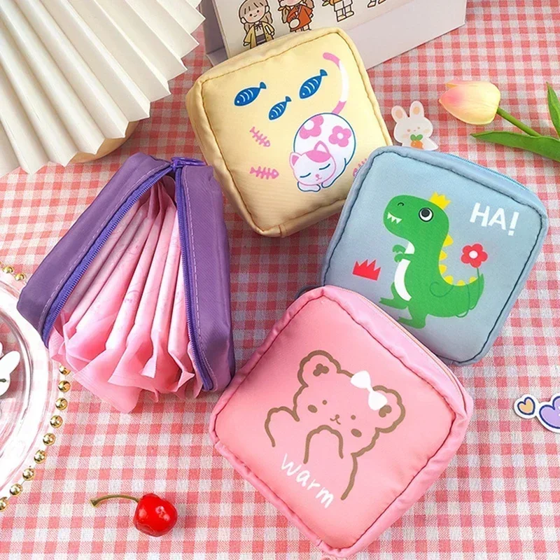 Small Storage Bag Cartoon Sanitary Napkin Bag Women Pouch Napkin Cosmetic Bags Organizer Ladies MakeupBag Girls Hygiene Pad Bags storage bag