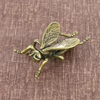 Micro Carved Brass Bee Mini Ornament Exquisite Insect Desktop Decoration Craft Home Decoration Bee Tea Pet Ornament Miniatures 2