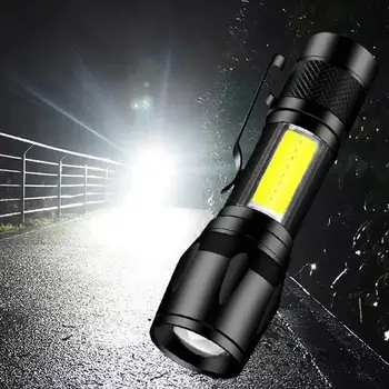 Mini LED Rechargeable Flashlight COB+XPE Zoomable Torch 800mAh Built-in Battery Flashlight Outdoor Camping Emergency Lantern