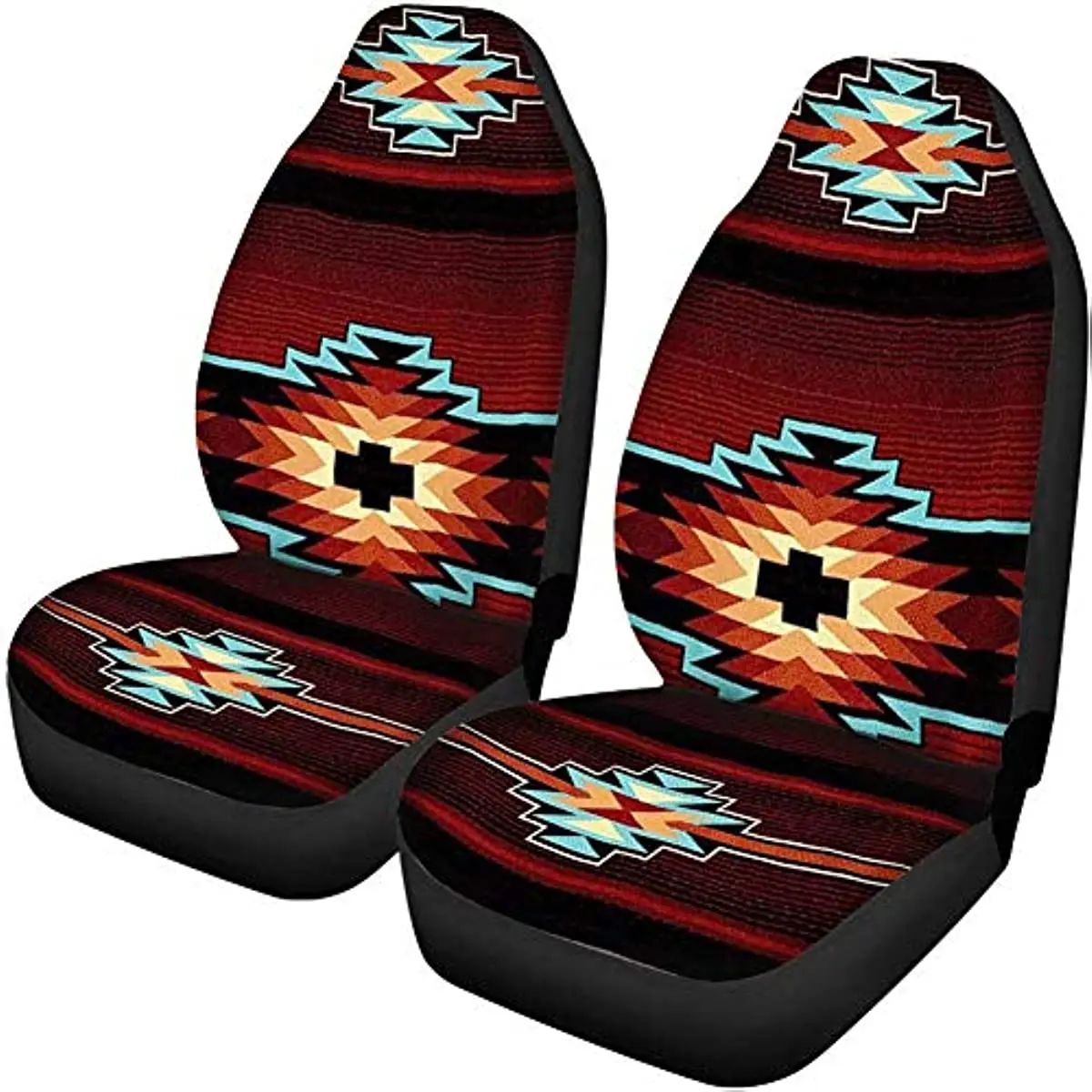 

Southwest Nativa American Tribal Aztec Geometry Red Car Seat Cover,Universal 2 Pcs Car Front Seat Covers Southwestern