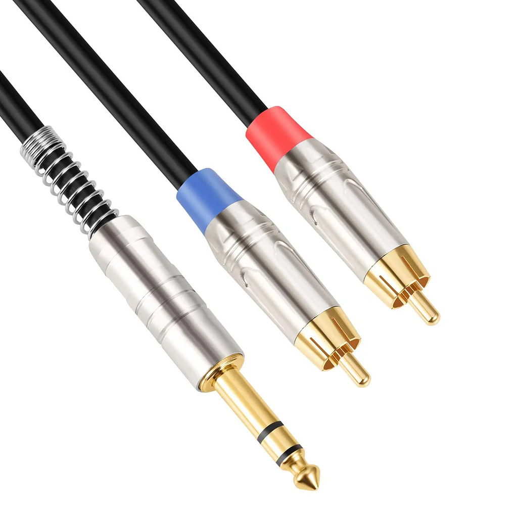 

6.35mm to 2 RCA Jack Cable Male to Male Stereo Cable Gold Plated AUX Audio Cable for Music Amp Cable 1.8m 3m