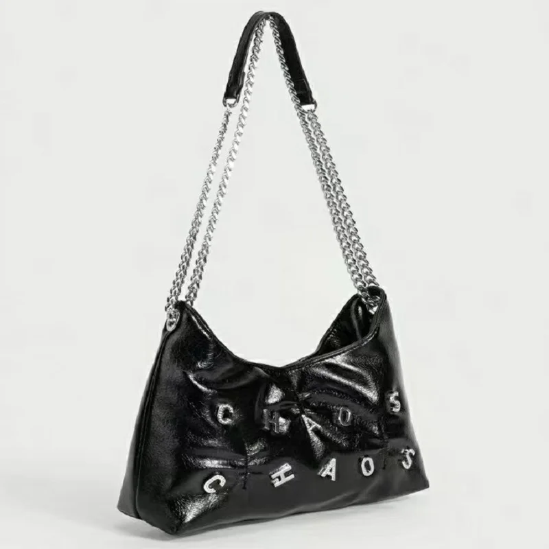 

U Family Same Style Women's Bag High Quality Texture Letter Water Diamond Single Shoulder Dumpling Bag Soft Face Large Capacity