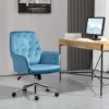 Vinsetto Velvet Home Office Chair, Tufted Height Adjustable Computer Desk Chair with Swivel Wheels and Padded Armrests 2