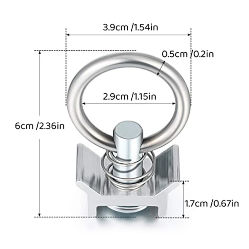 1/6/10pcs L-Shaped Airline Trailers Ring Track Fixing Single Stud Fitting Tool Heavy Duty Spring Rail Tie Down Anchor