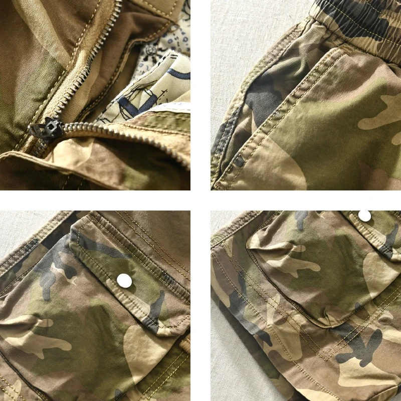 Men's Outdoor Travel Camouflage Shorts Summer Japanese Harajuku Hip Hop Modis Cargo Shorts Male Loose Joggers Beach Capris Pants 5