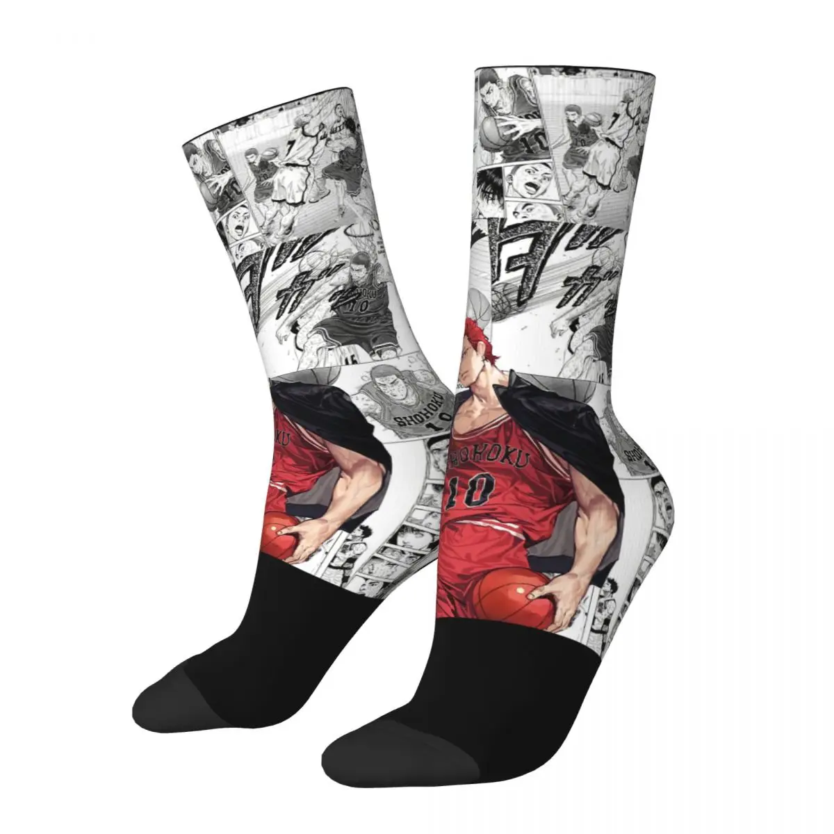 

Happy Funny Men's compression Socks Hanamichi Sakuragi Retro Harajuku Slamdunk Hip Hop Novelty Pattern Crew Sock Gift Printed