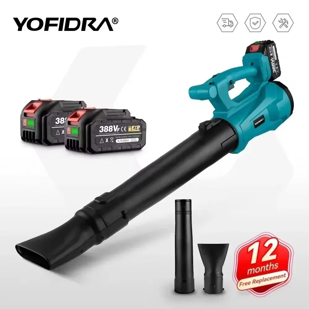 YOFIDRA Electric Air Blower 2000W, 6-speed regulation leaf blower for cleaning fallen leaves dust and snow compatible with Makita 18V battery pin