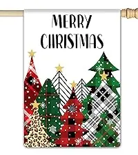 Merry Christmas Garden Flag 28x40 Inch Holiday Christmas Tree House Flag Winter Xmas Pickup Décor