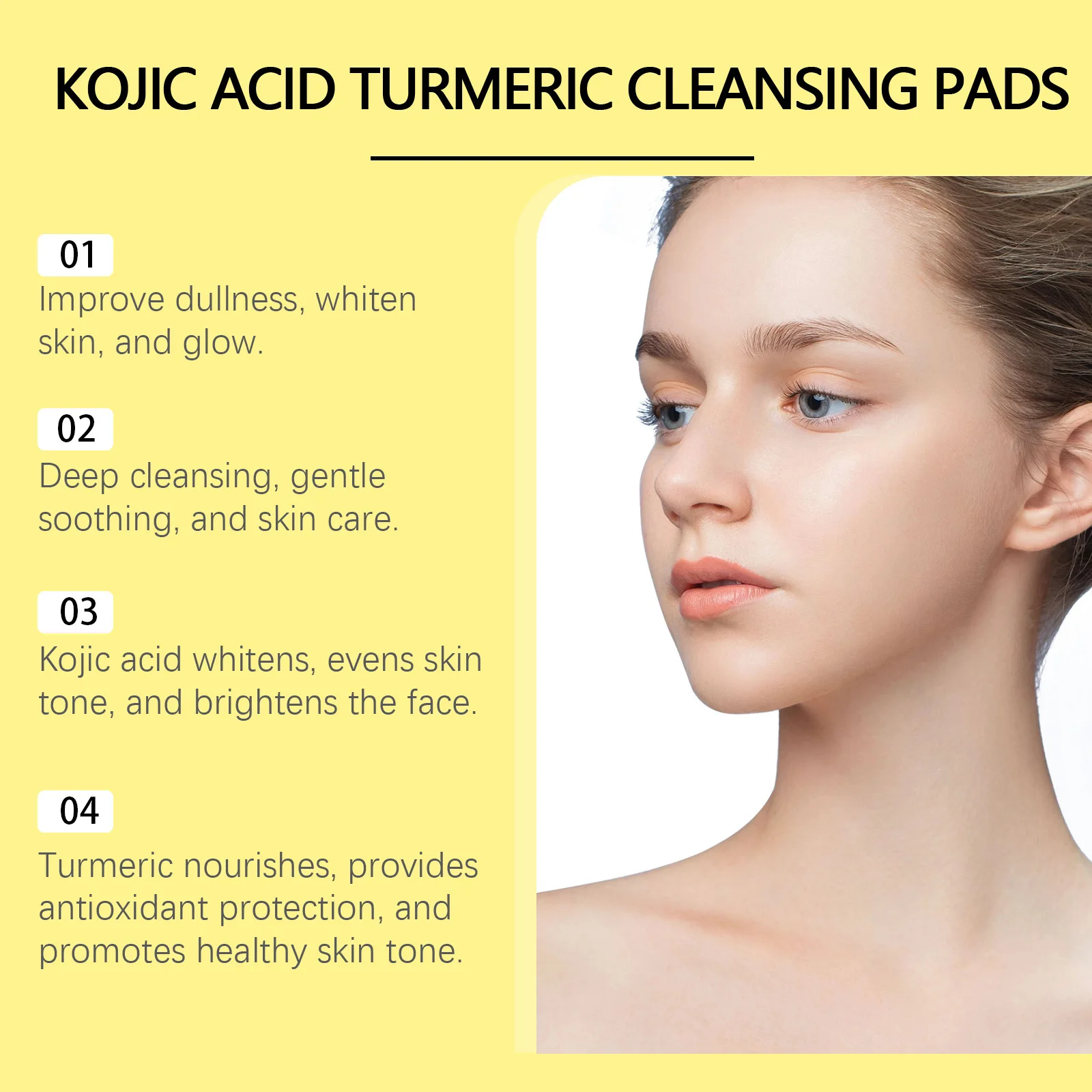 Turmeric Kojic Acid Facial Exfoliating Cleansing Pads Clogged Pores Oil Remover Glow Brighten Daily Lemon Facial Cotton Sponges facial cleanser cleansing pad