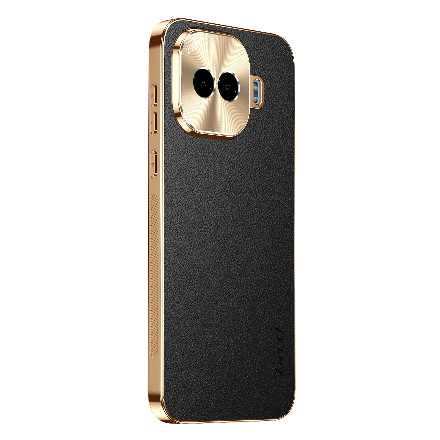 Premium Plating PU Leather Texture Non-Slip Lens Protection Case with Lichee Pattern & Shockproof Bumper