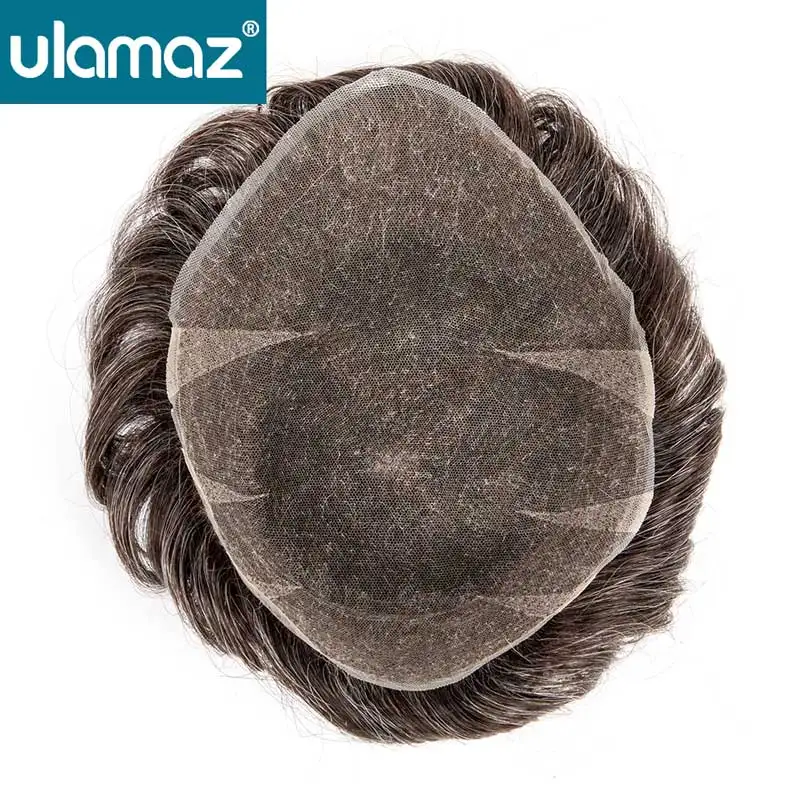 Premier Swiss Lace Toupee Ultra Delicate AIR-Lace Male Hair Prosthesis 80% Density Man Wig Full Lace Hair System Unit Mens Wig human hair toupee
