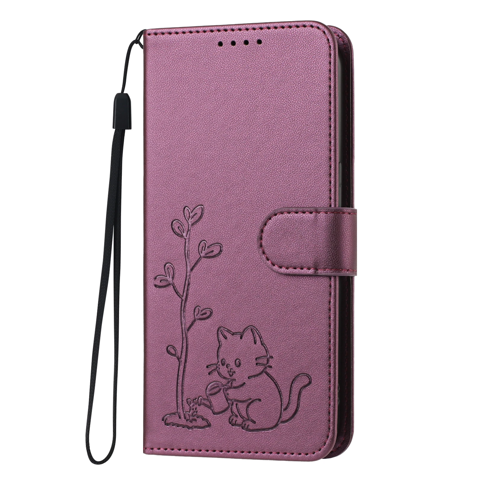 Cartoon Cat Leather Flip Phone Case