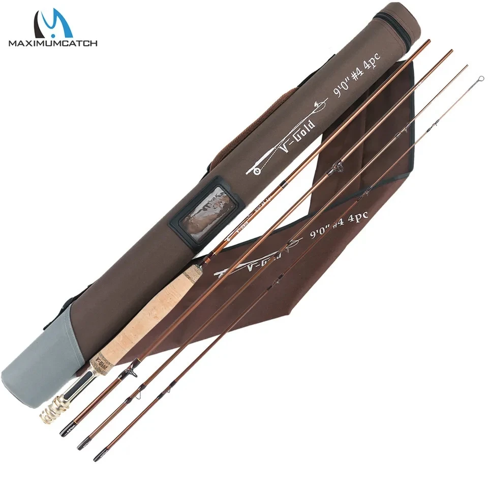Maximumcatch V-Gold 9Ft Canna Da Pesca A Mosca 4/5/6/8 Wt 4 Pezzi Fast Action Pacbay Guide Canna Da Mosca Con Tubo A Triangolo