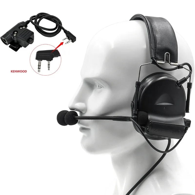 Tactical Headset Comtac II Noise Cancelling Pickup Headset Hearing Protection Shooting Earmuffs and U94 PTT