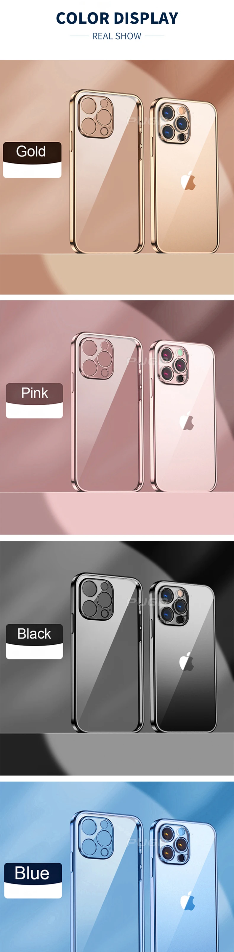 iphone 12 pro max leather case Luxury Plating Transparent Soft Silicone Case for iPhone 13 11 12 Pro Max Mini XR X XS Shockproof Clear Cover Camera Protect case iphone 12 pro max