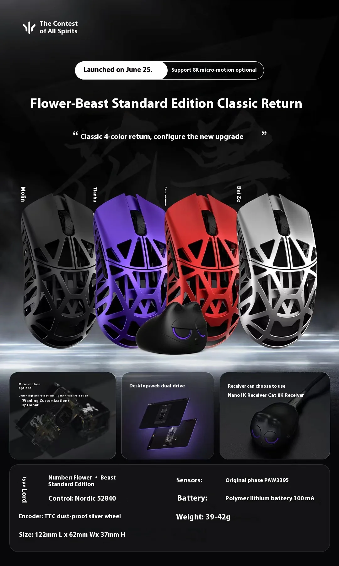 マウス WLMOUSE Beast X Max Magnesium Alloy PAW3950 Mouse – mechkeysshop