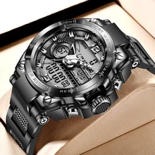 LIGE Sports Mens Watches Luxury Dual Display Watch for Men Waterproof Clock Quartz Wristwatch Military Watches Relogio Masculino