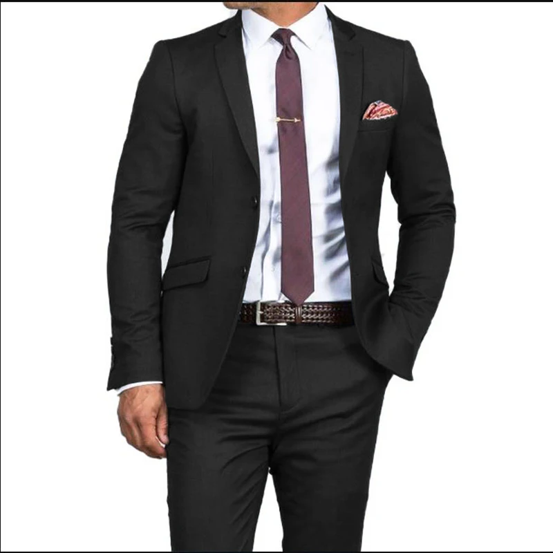 Men's Formal Fit Single Breasted Elegant Man Suit Customized Casual Business Office Jacket Set of Two Comfortable Men Prom Suit