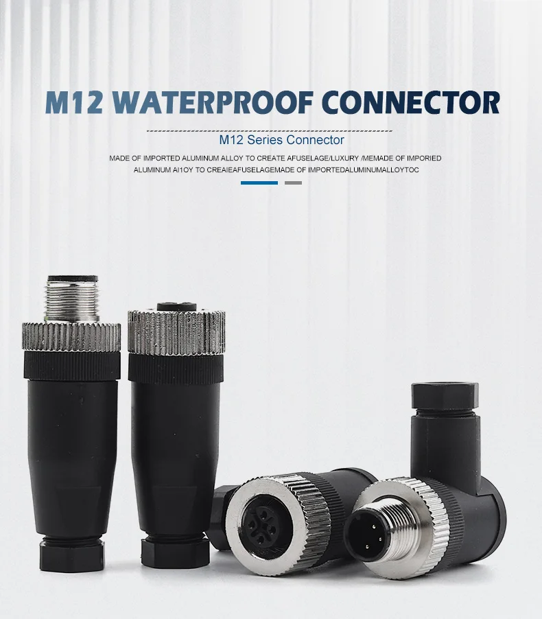 Wasserdichter Sensor M12 PG7 männlich und weiblich gerade und winkel elektrischer Drahtverbinder Schraubgewindekupplung 3/4/5/8 Pin lötfrei – Detail 1